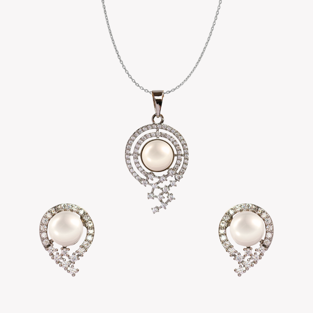 Silver Sunora Pearl Pendant Set