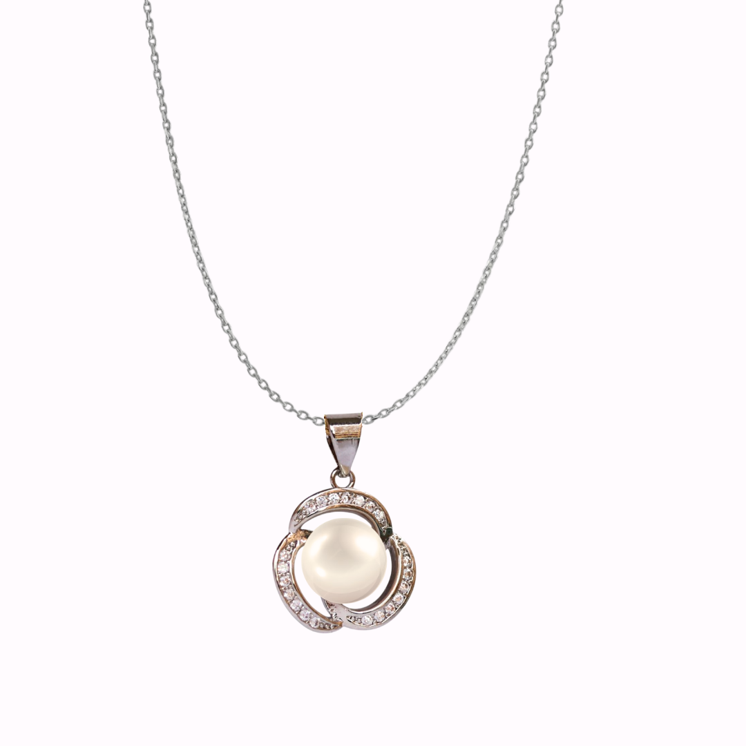 Silver Starwave Pearl Pendant Set