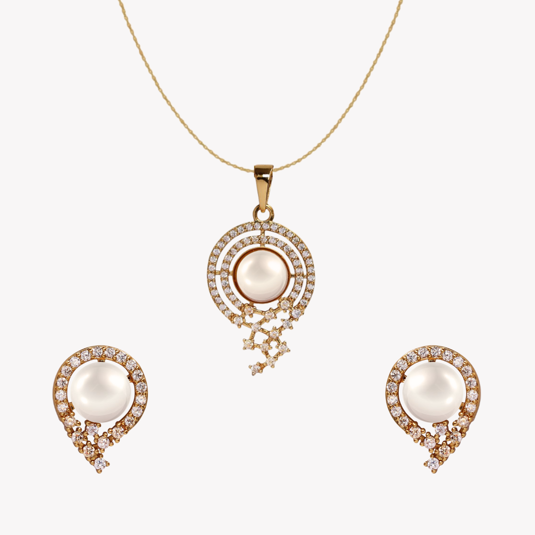 Golden Sunora Pearl Pendant Set