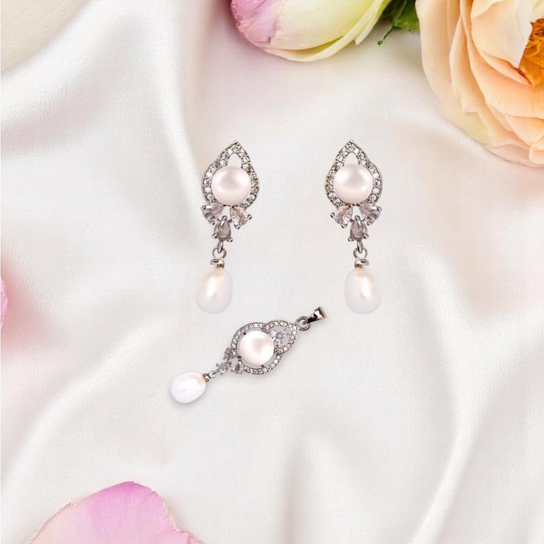 Silver Seamist Pearl Pendant Set