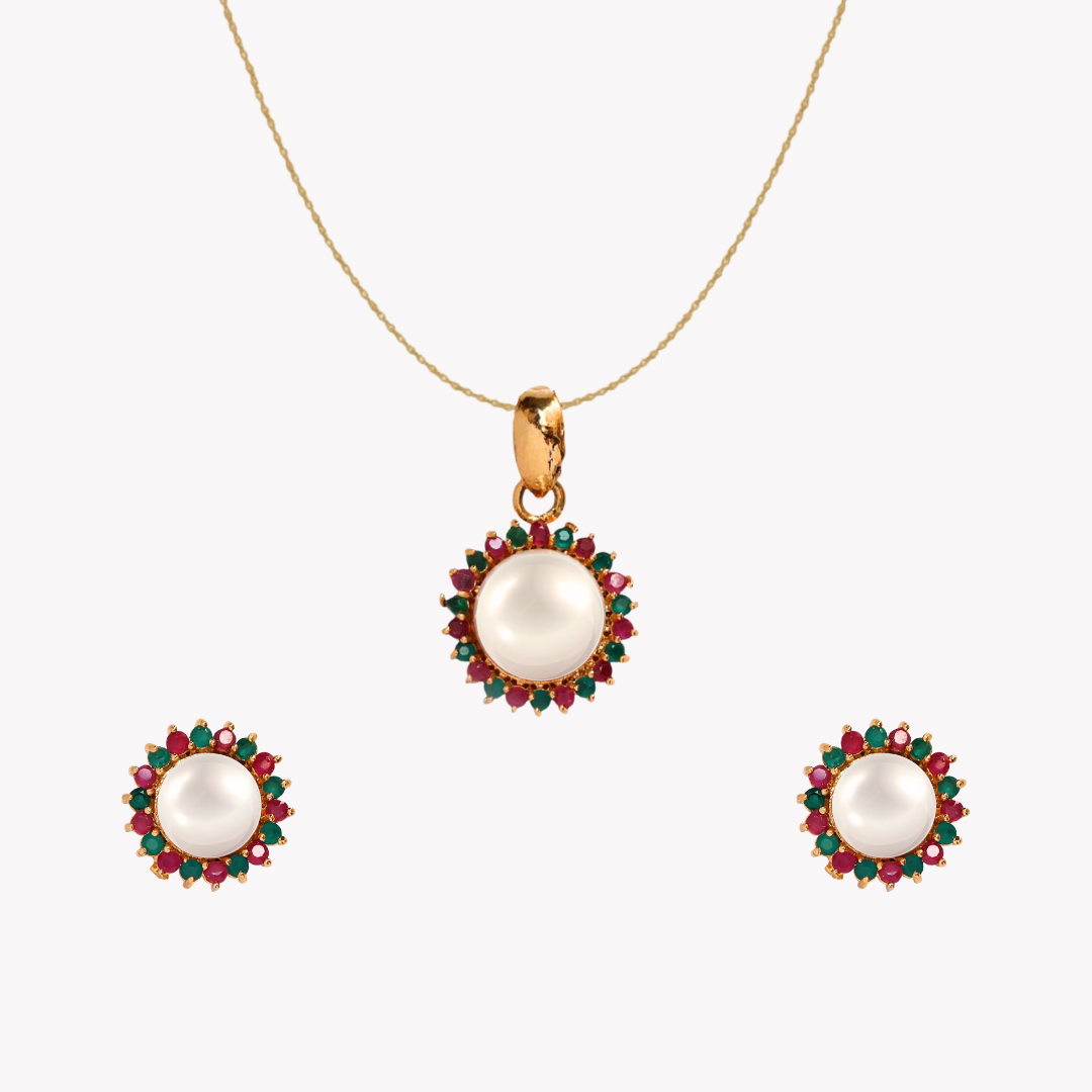Golden Oceara Pearl Pendant Set