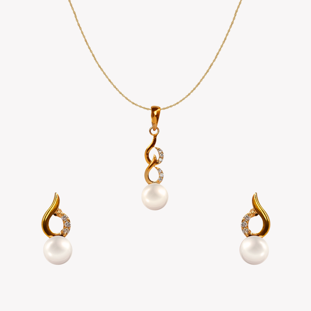 Golden Velmara Pearl Pendant Set