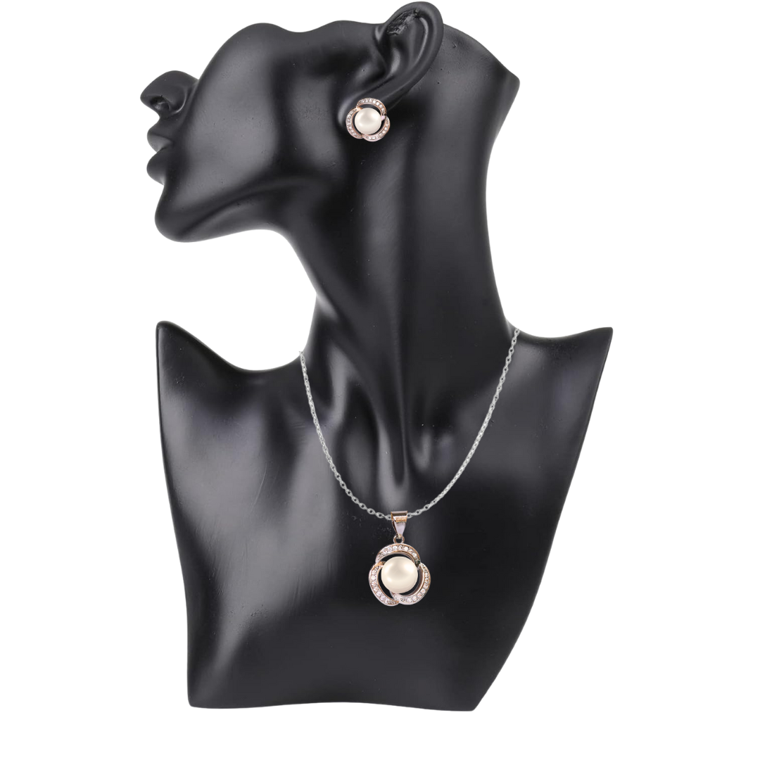 Silver Starwave Pearl Pendant Set