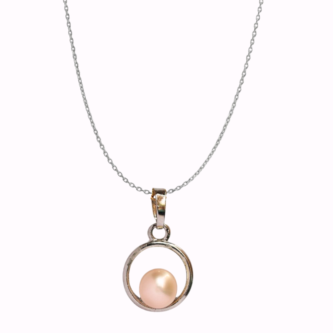 Peach Brezza Pearl Pendant Set