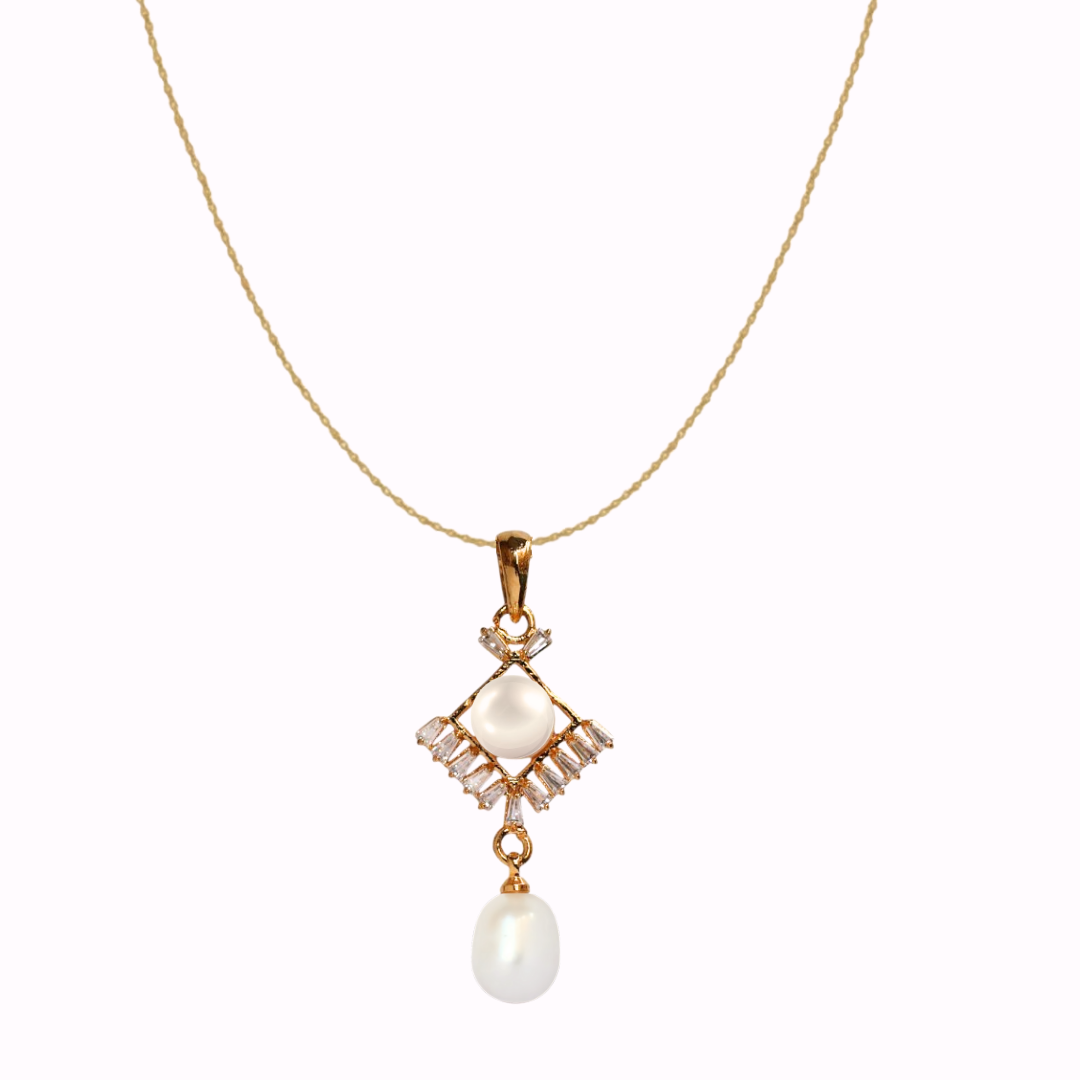 Golden Horizon Pearl Pendant Set