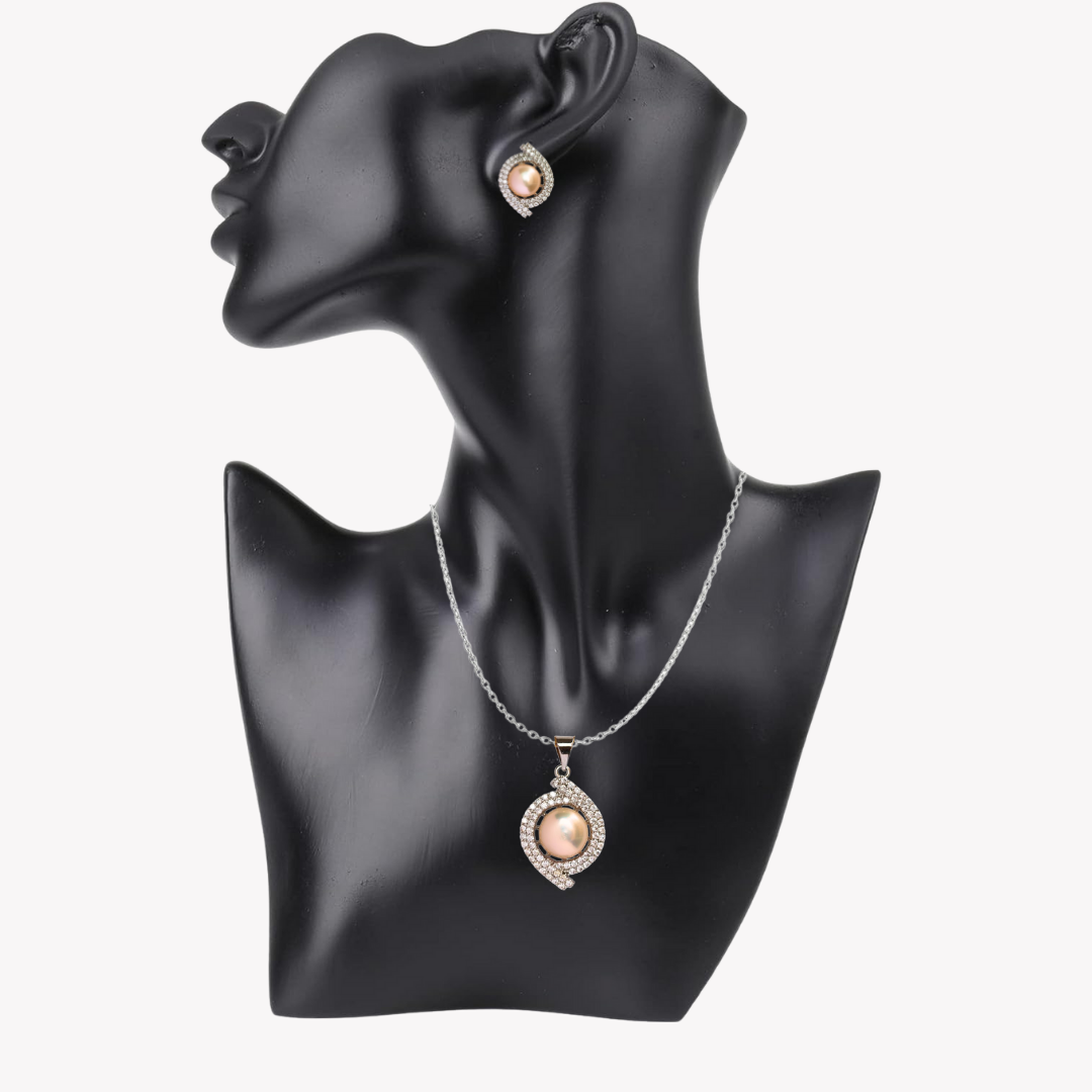 Peach Auraya Pearl Pendant Set
