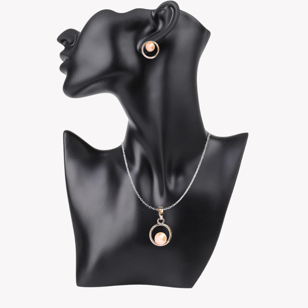 Peach Brezza Pearl Pendant Set