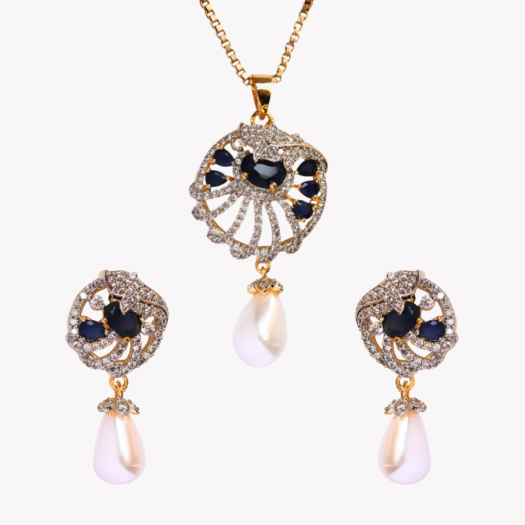 Sapphire Velora Pearl Pendant Set