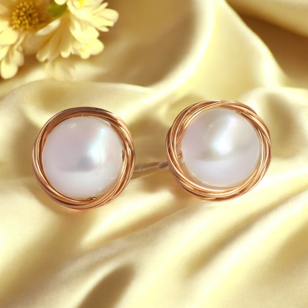 Golden Glide Pearl Studs