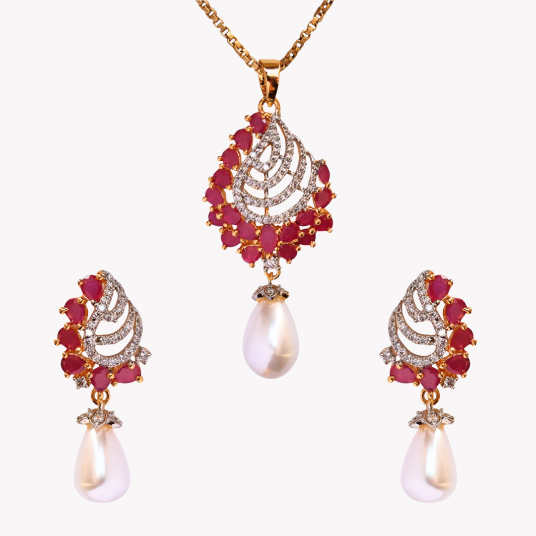 Ruby Oceana Pearl Pendant Set