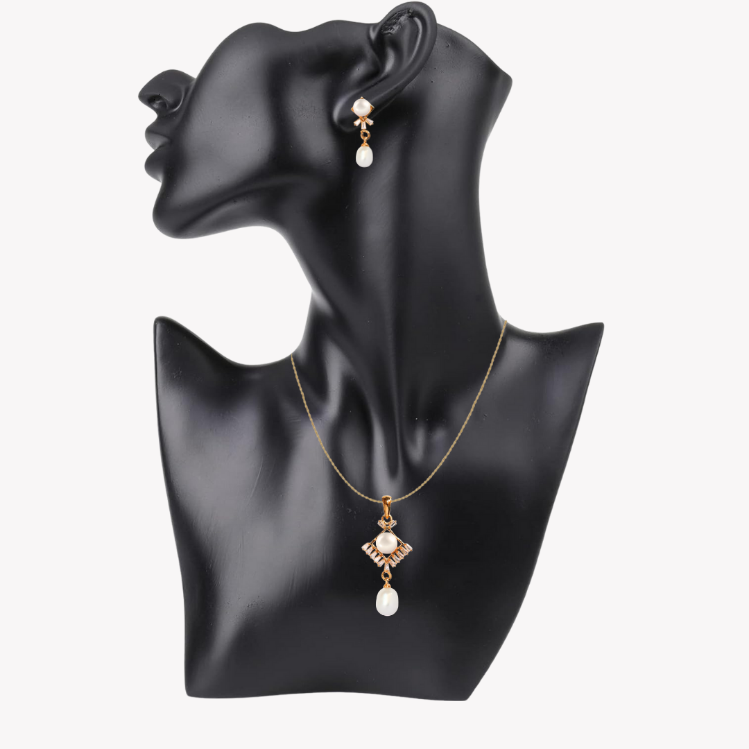 Golden Horizon Pearl Pendant Set