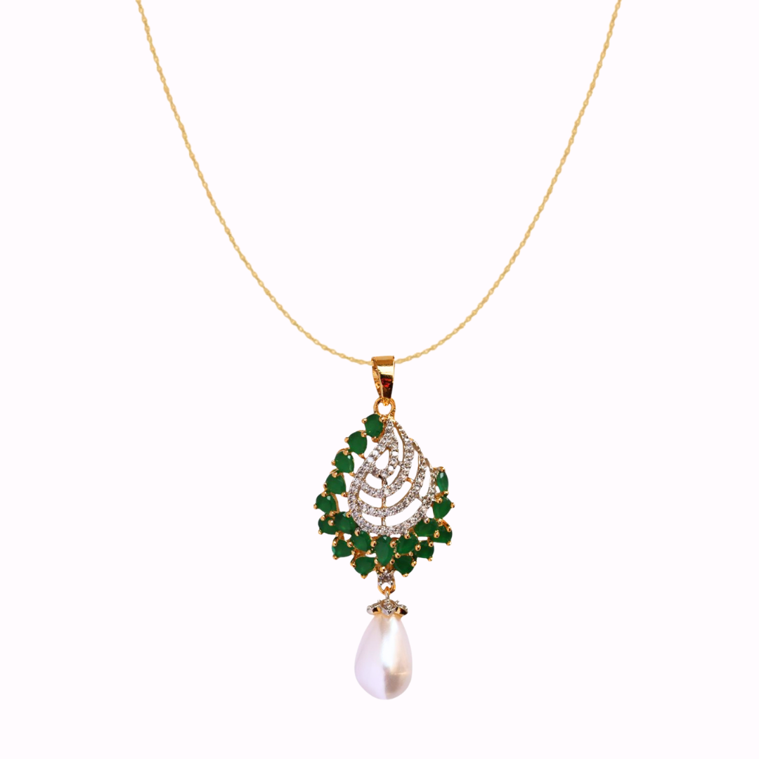 Emerald Oceana Pearl Pendant Set