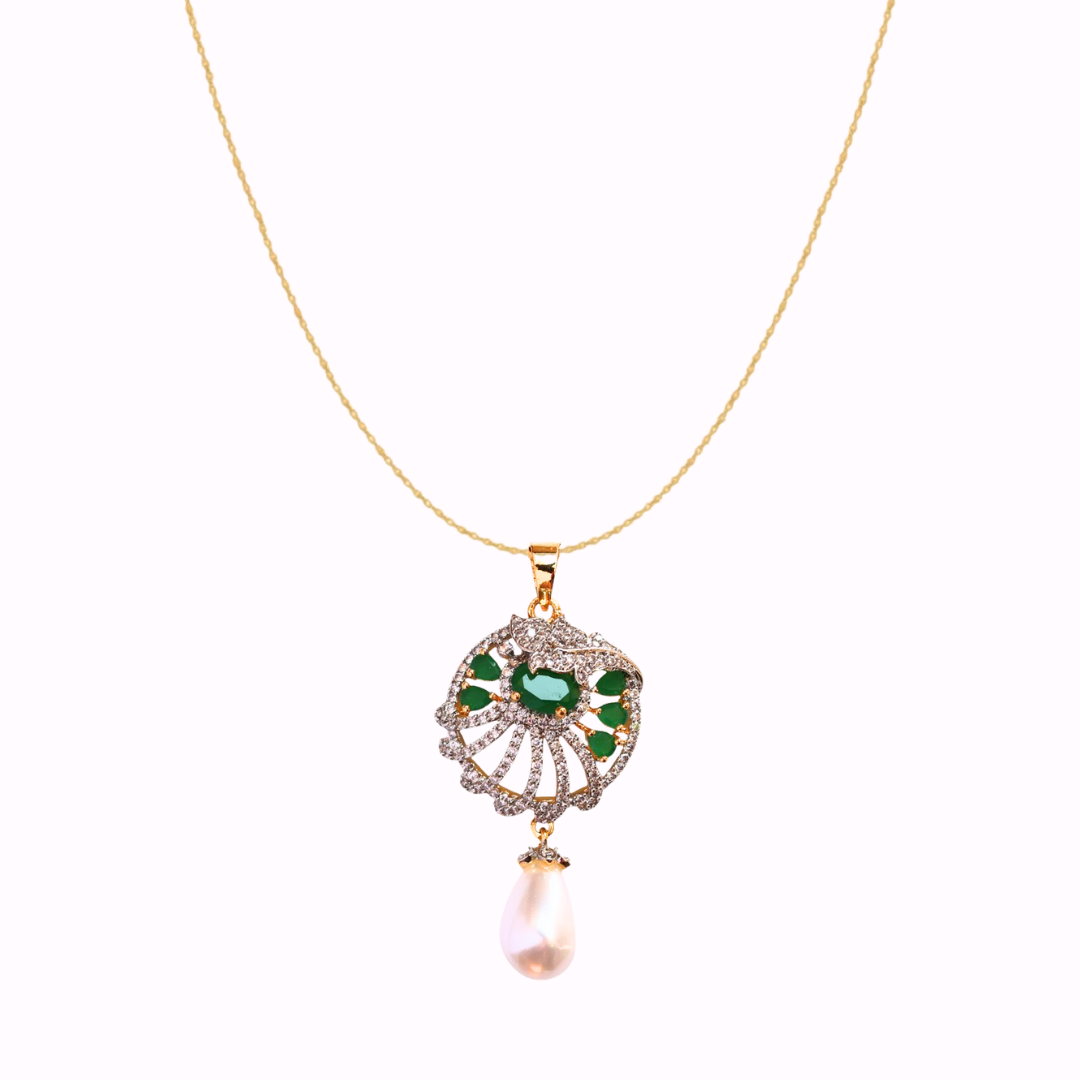 Emerald Velora Pearl Pendant Set