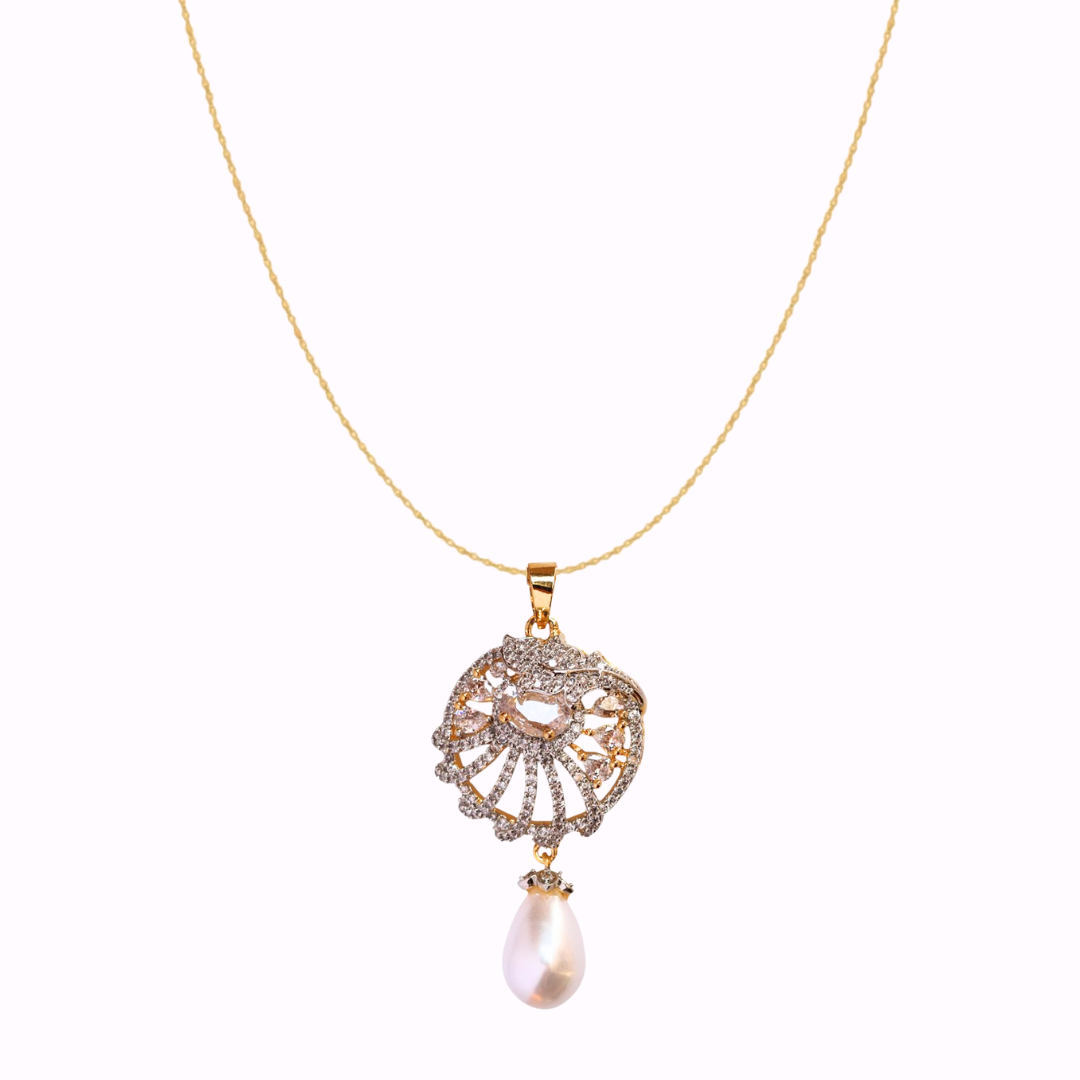 Golden Velora Pearl Pendant Set