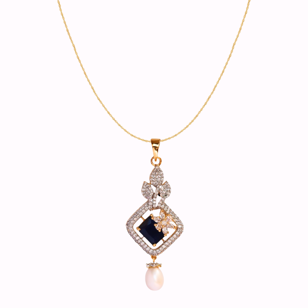 Sapphire Jasper Pearl Pendant Set
