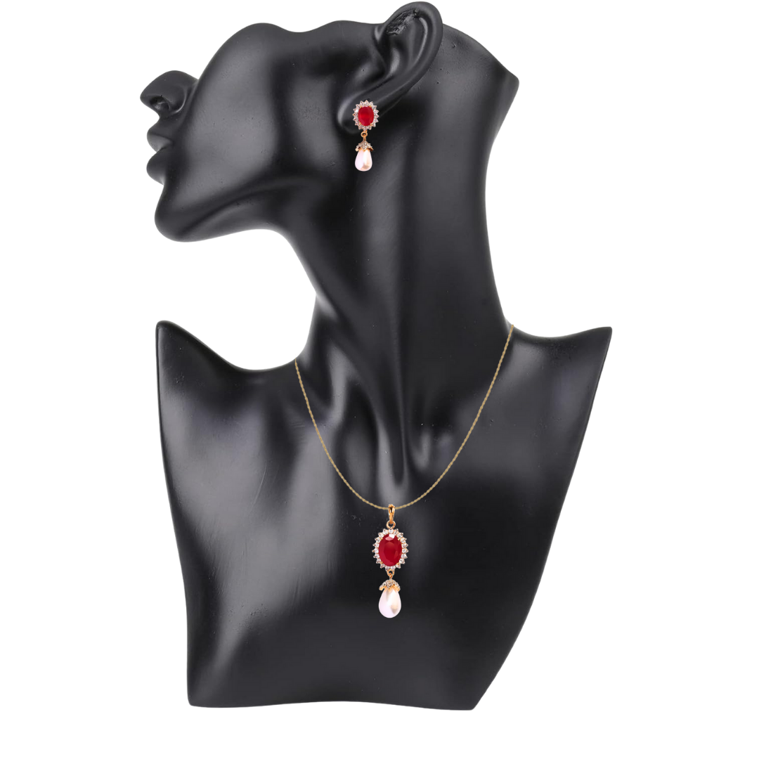 Ruby Tranquil Pearl Pendant Set