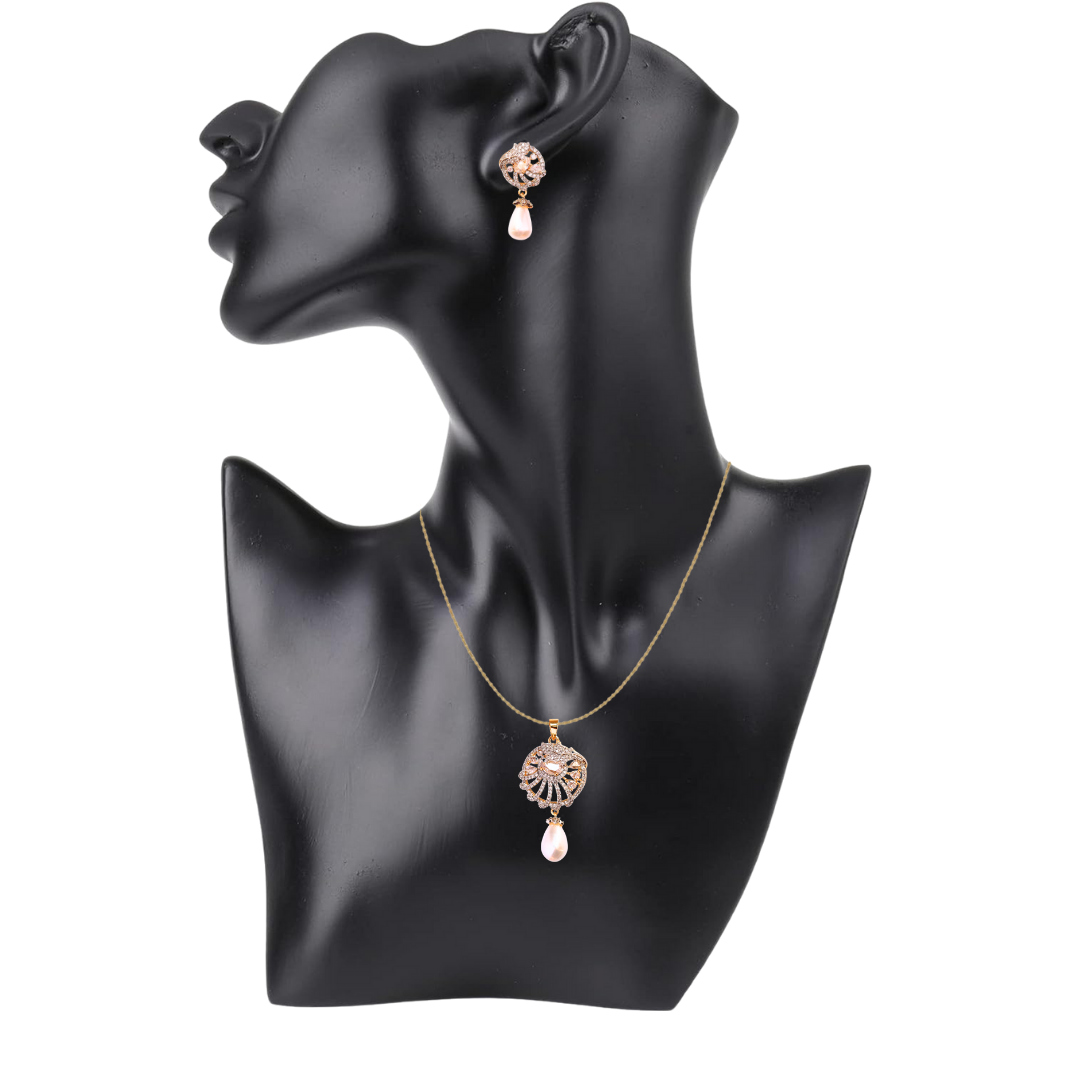 Golden Velora Pearl Pendant Set