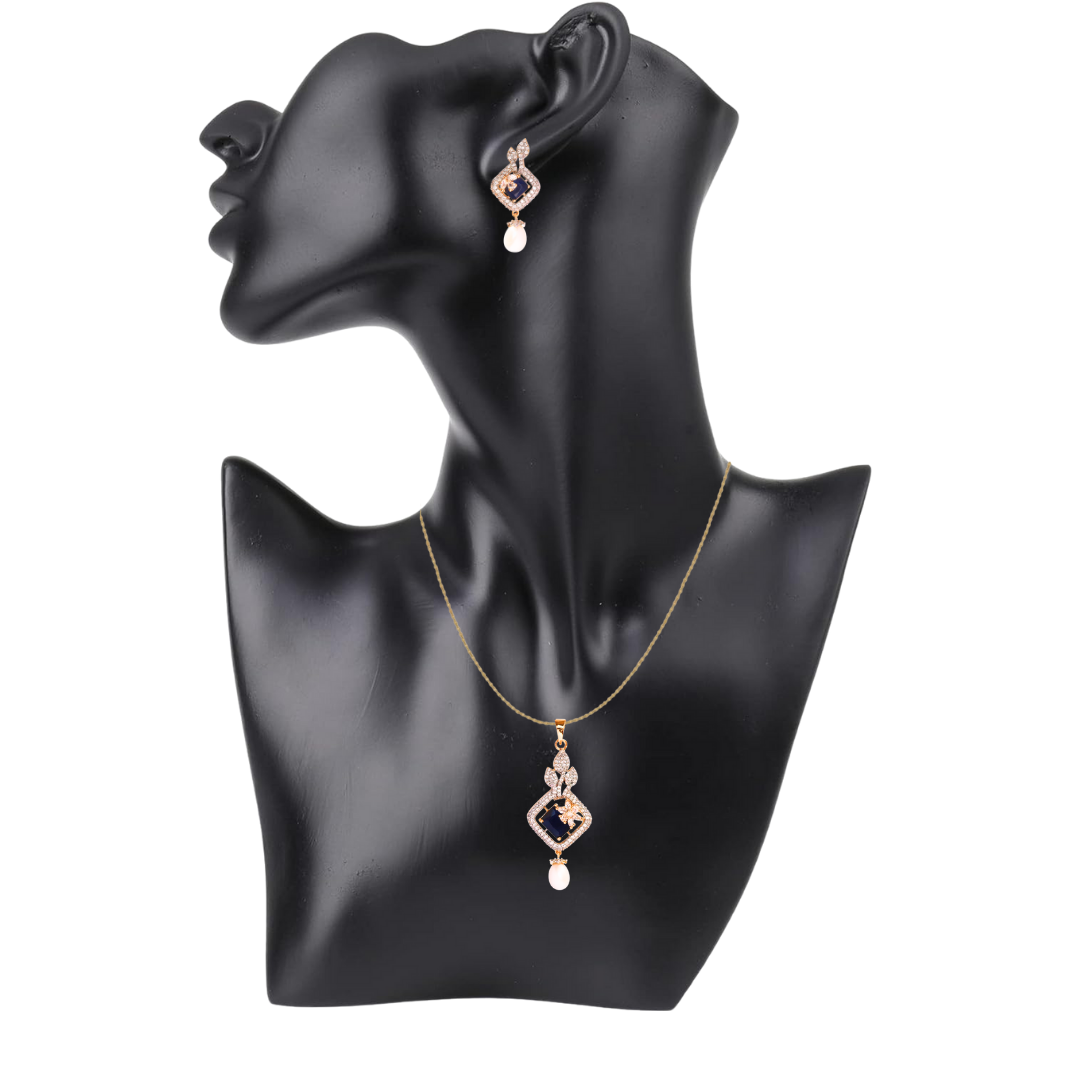 Sapphire Jasper Pearl Pendant Set