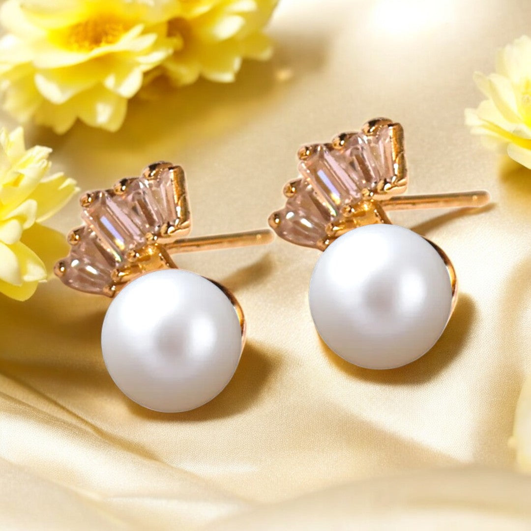 Golden Crown Pearl Studs