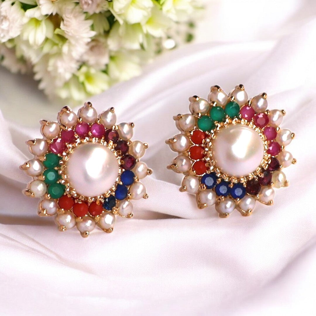 Multicolor Maple Pearl Studs