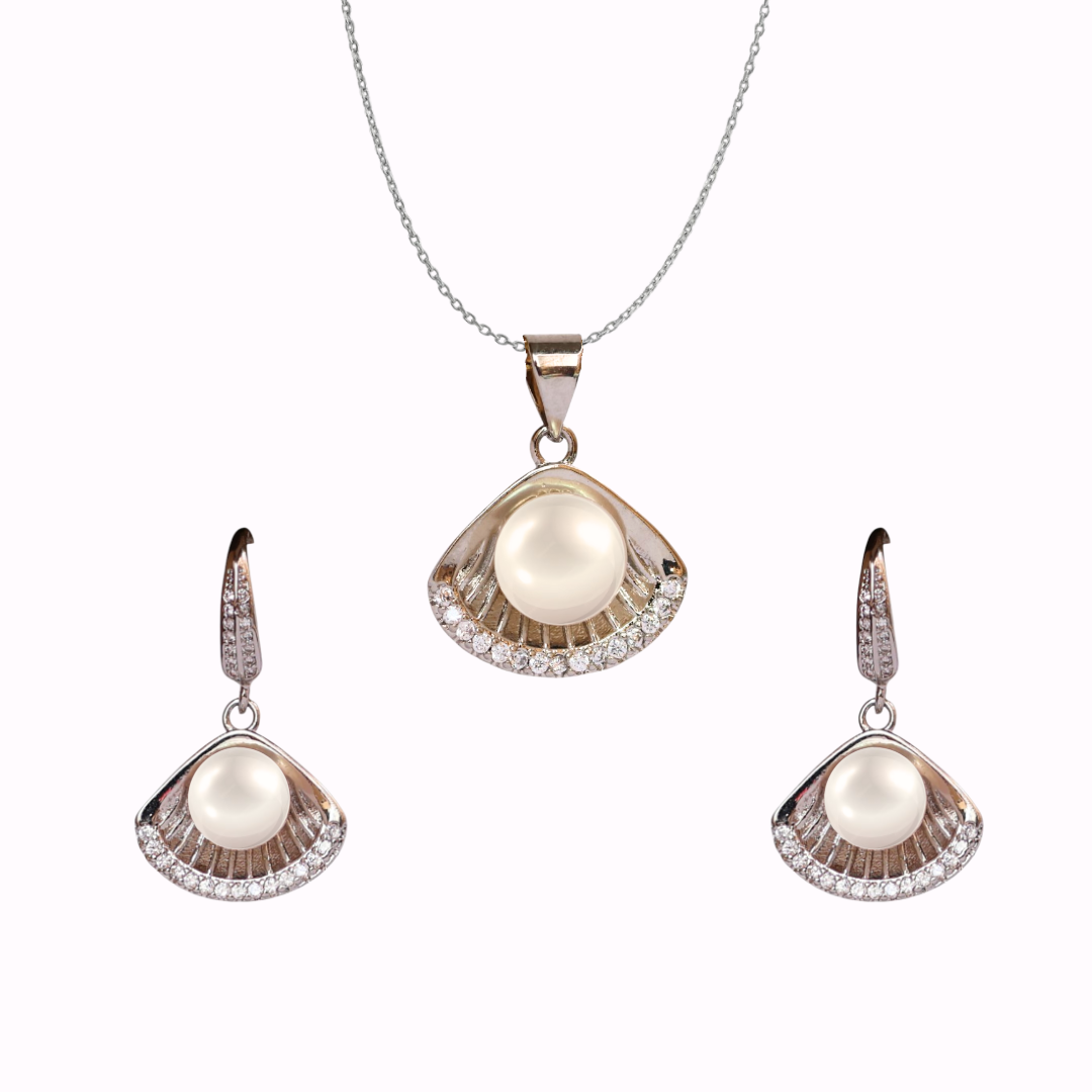 Silver Morningdew Pearl Pendant Set