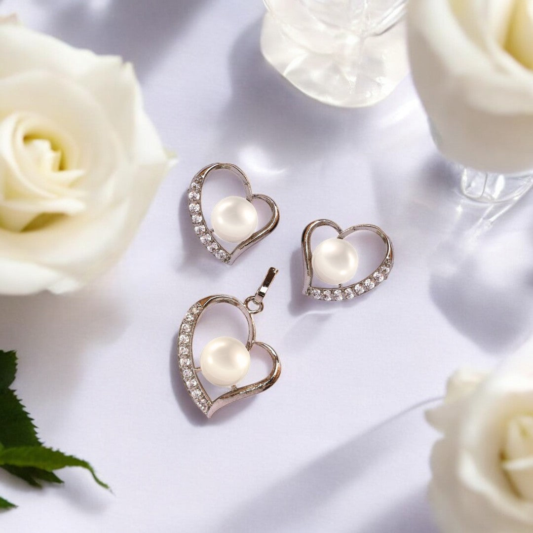 Silver Deluxe Pearl Pendant Set
