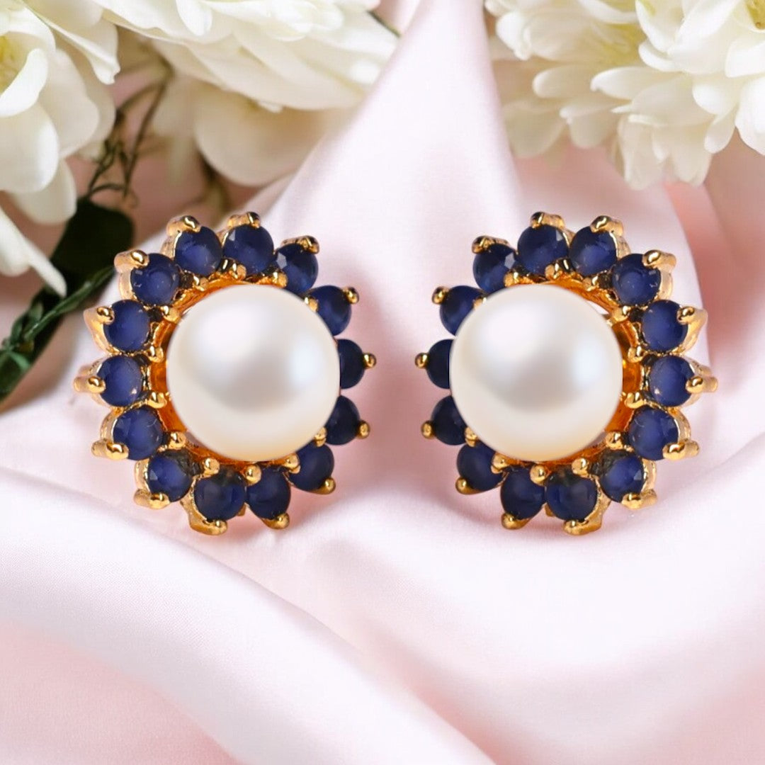 Sapphire Hazel Pearl Studs