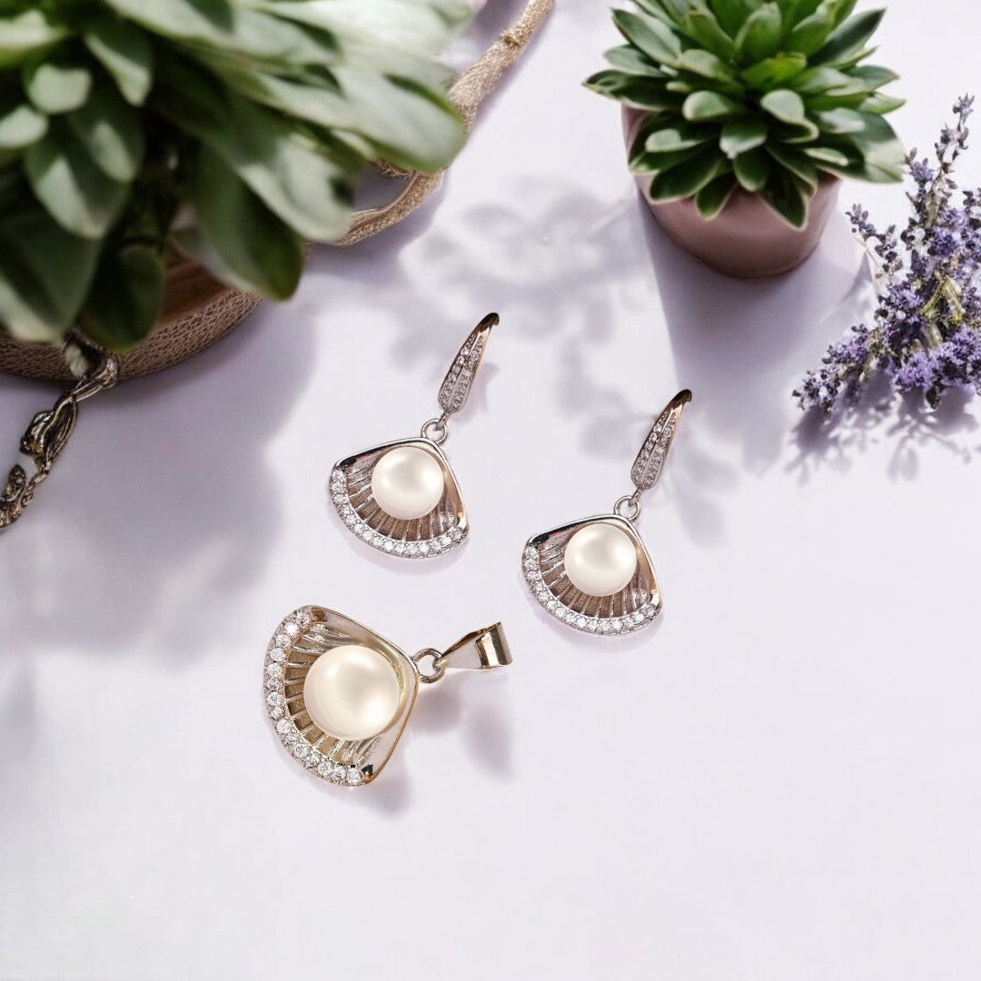 Silver Morningdew Pearl Pendant Set