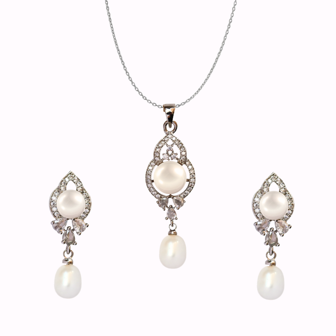 Silver Seamist Pearl Pendant Set