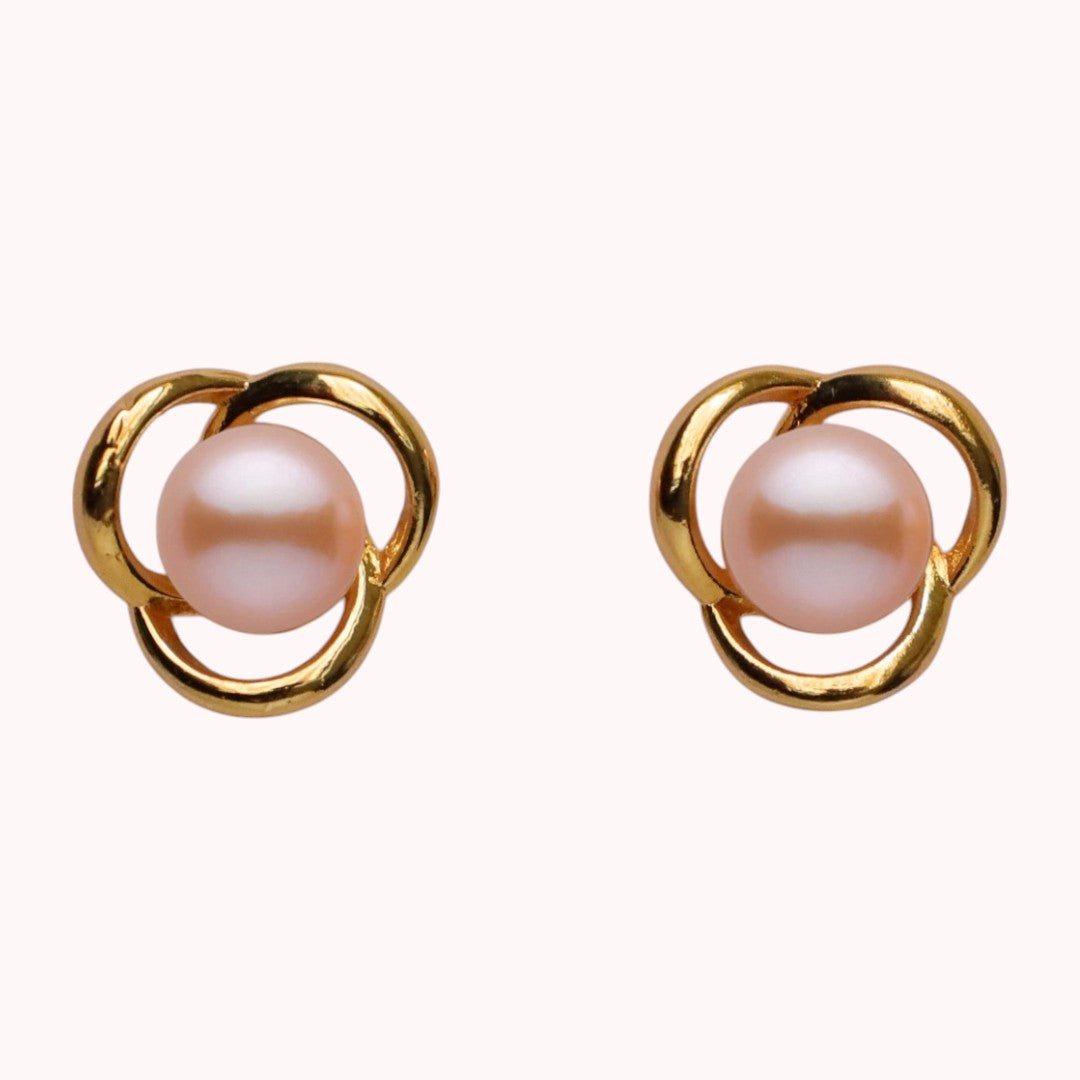 Peach Ornate Pearl Studs