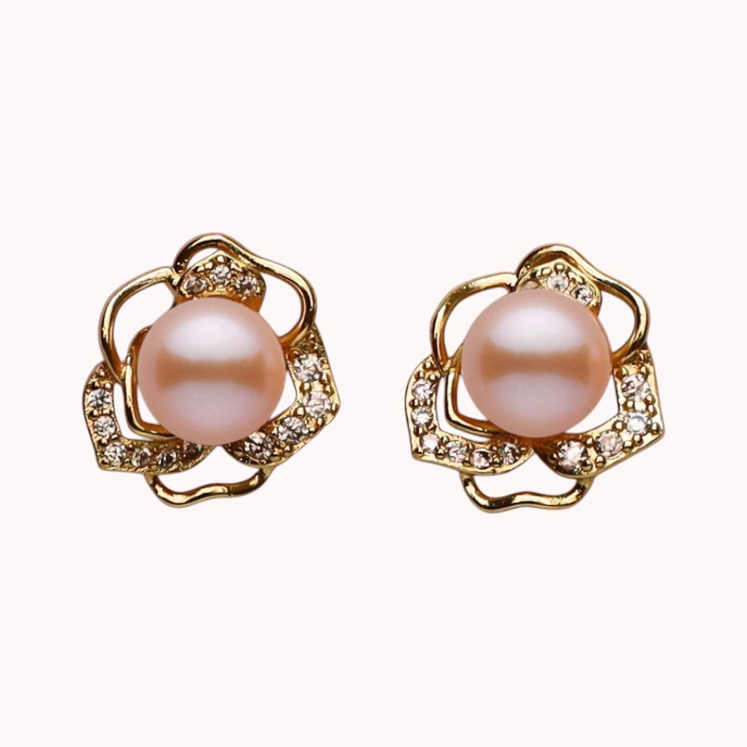 Peach Shimmer Pearl Studs