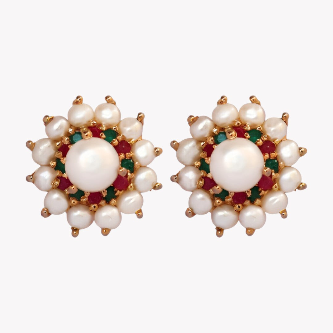 Multicolor Aster Pearl Studs