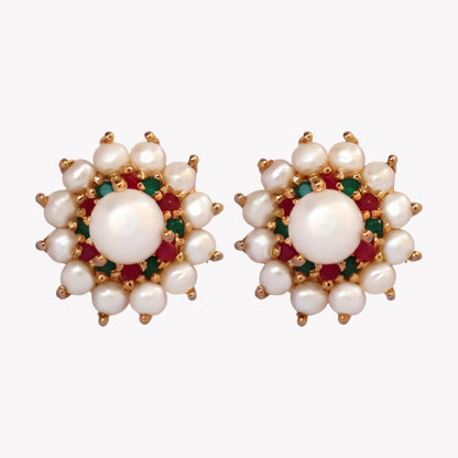 Multicolor Aster Pearl Studs