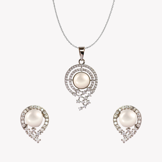 Silver Sunora Pearl Pendant Set