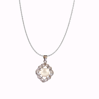 Silver Waterflow Pearl Pendant Set