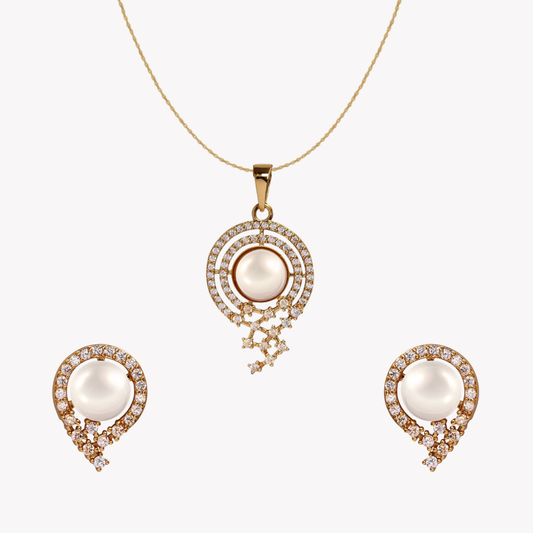 Golden Sunora Pearl Pendant Set