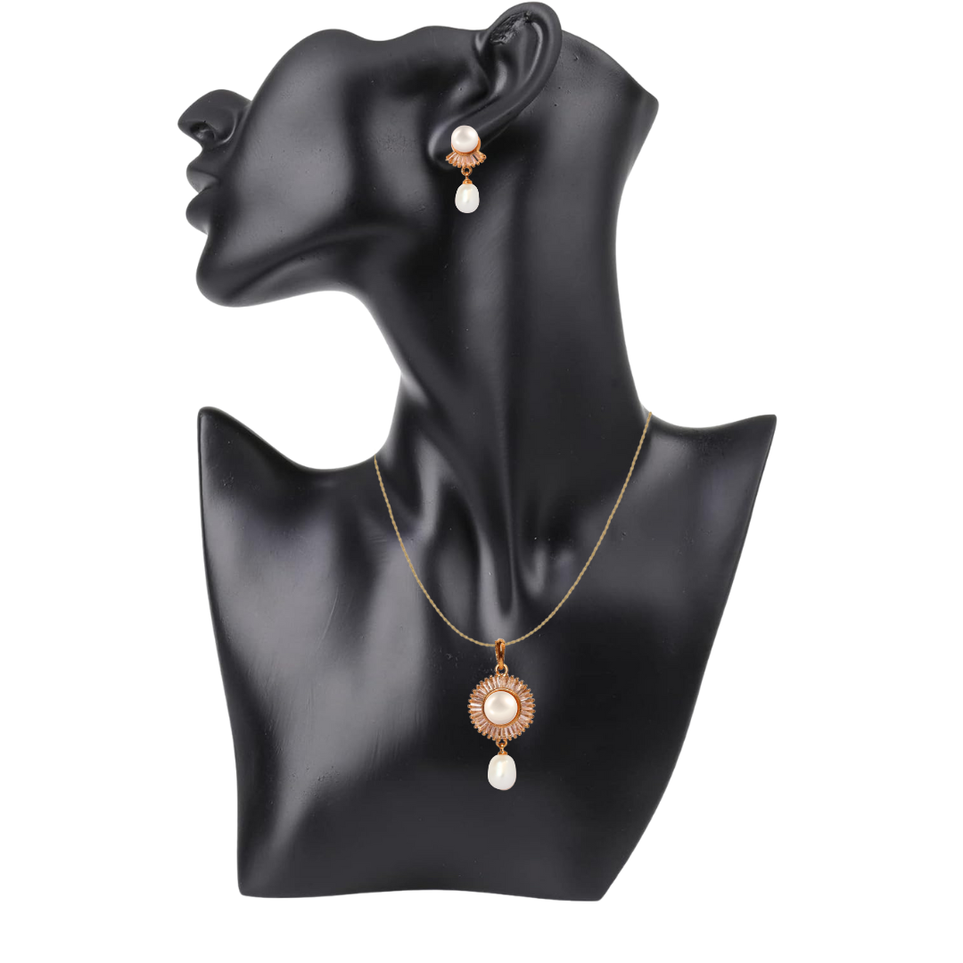 Golden Glister Pearl Pendant Set