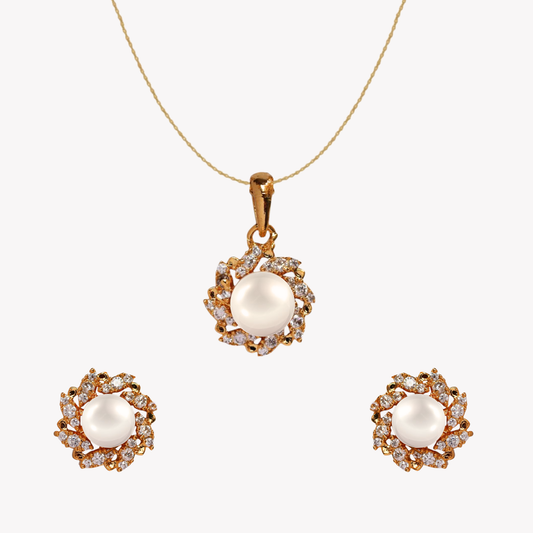 Golden Regalia Pearl Pendant Set