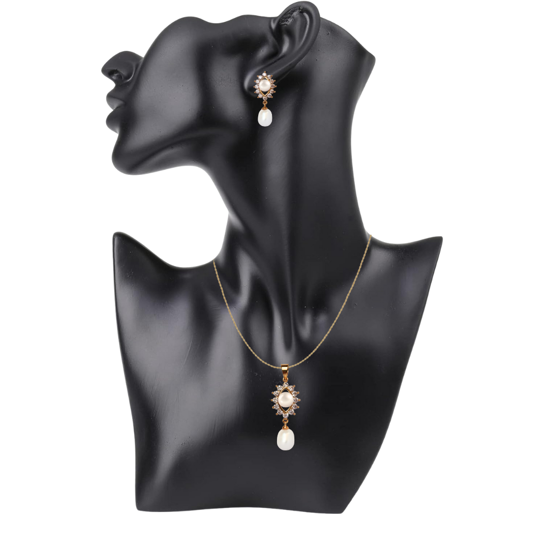 Golden Dazzle Pearl Pendant Set