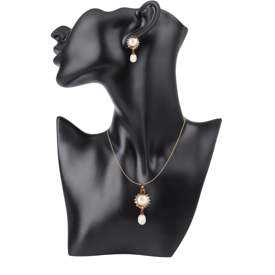 Golden Glitz Pearl Pendant Set