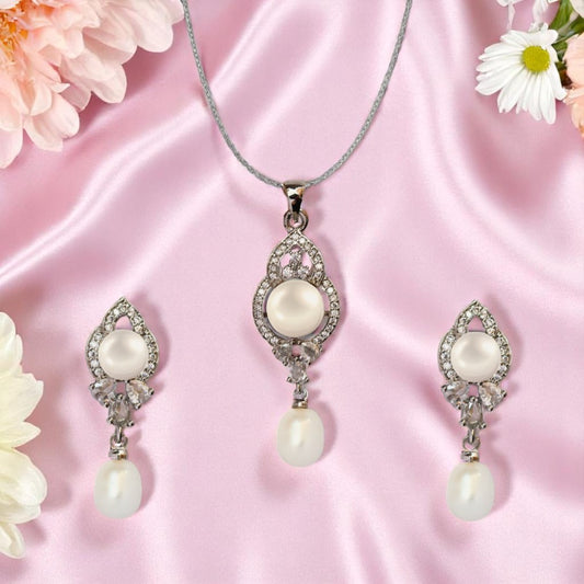 Silver Seamist Pearl Pendant Set