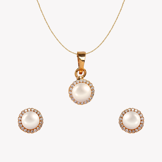 Golden Majestia Pearl Pendant Set