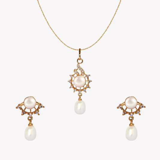 Golden Celeste Pearl Pendant Set