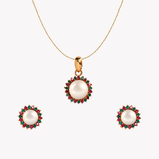 Golden Oceara Pearl Pendant Set