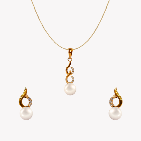 Golden Velmara Pearl Pendant Set