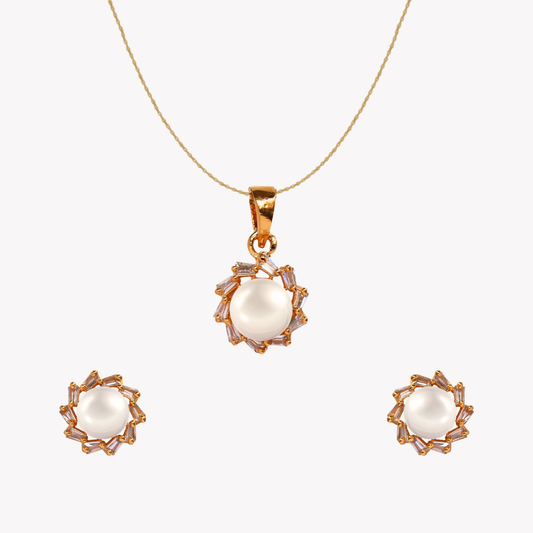 Golden Seora Pearl Pendant Set