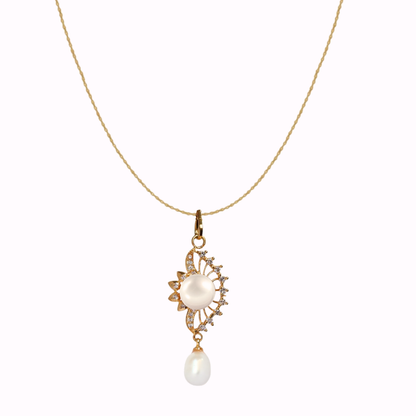 Golden Cascade Pearl Pendant Set