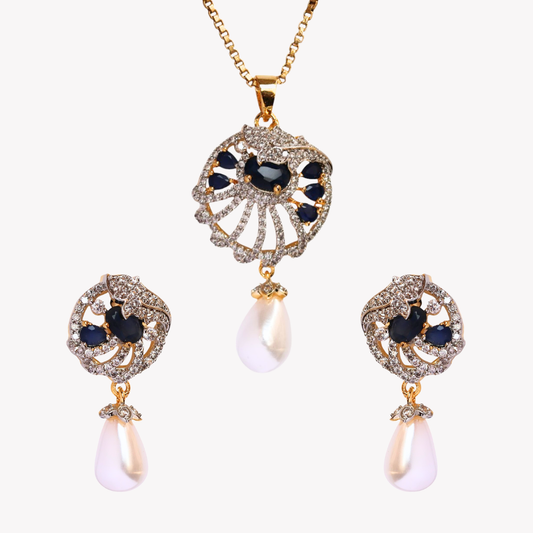 Sapphire Velora Pearl Pendant Set