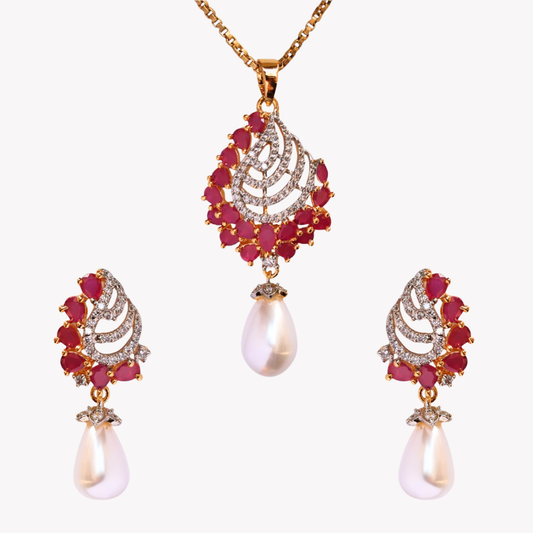 Ruby Oceana Pearl Pendant Set