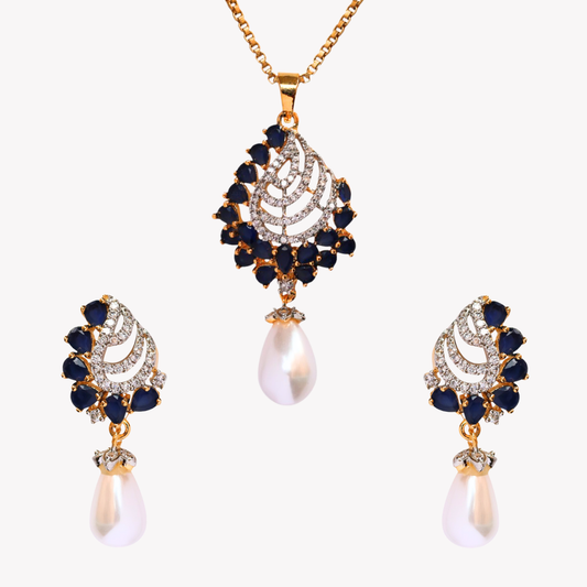 Sapphire Oceana Pearl Pendant Set